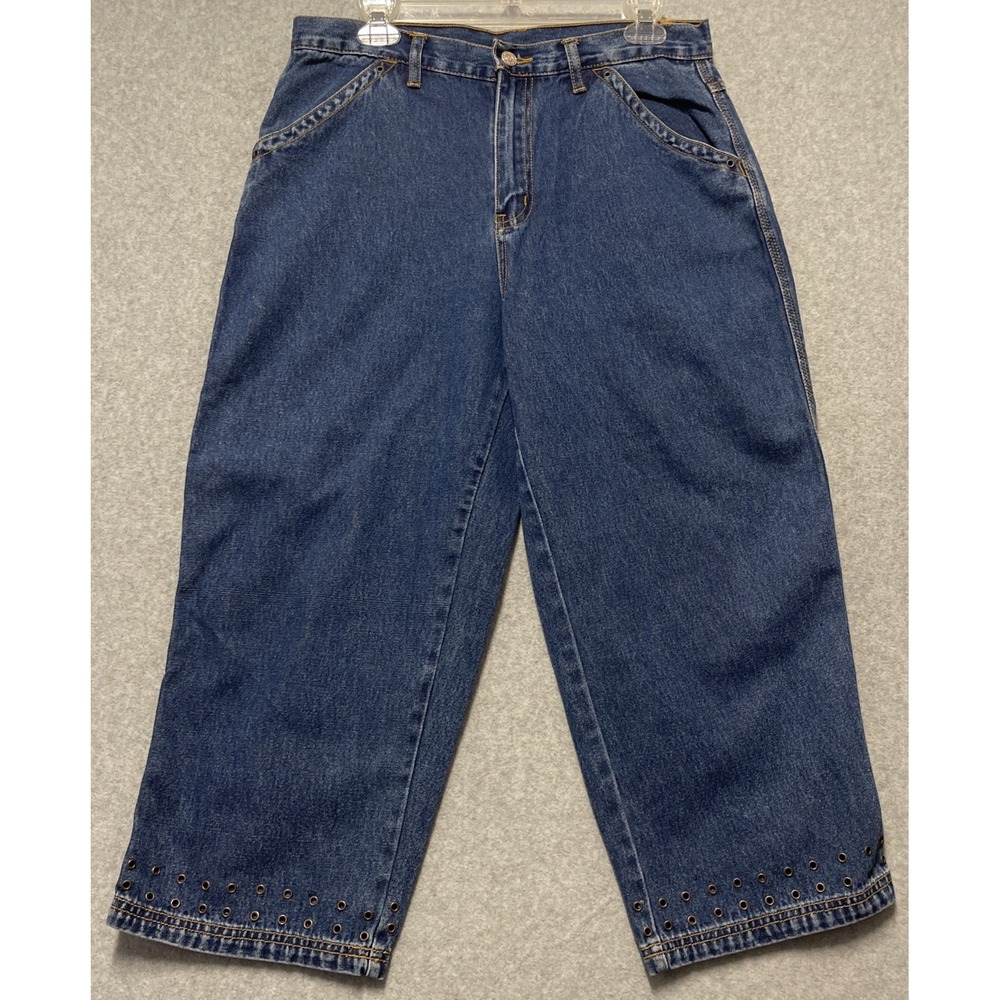 BILL BLASS Women's Easy Fit Petite Denim Jeans Size 10P Blue Y2K Cropped